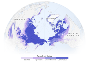 NASA map showing the distribution of permafrost across the Arctic