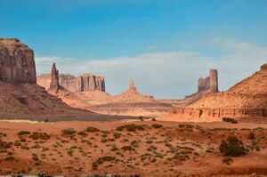 Desert landscape representing U.S.-Mexico border infrastructure