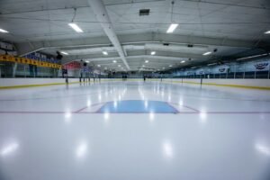 Indoor ice hockey rink ready for play