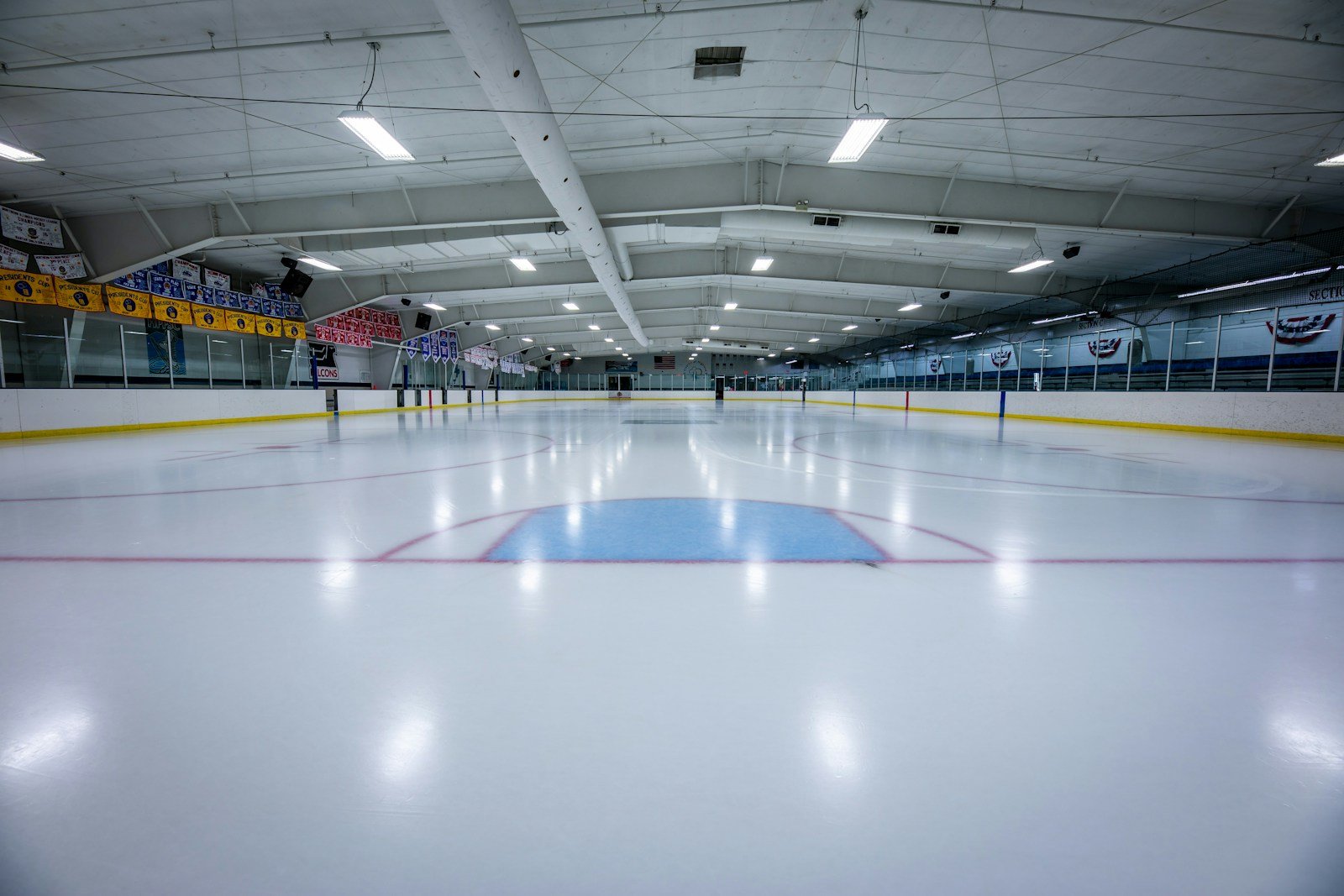 Indoor ice hockey rink ready for play